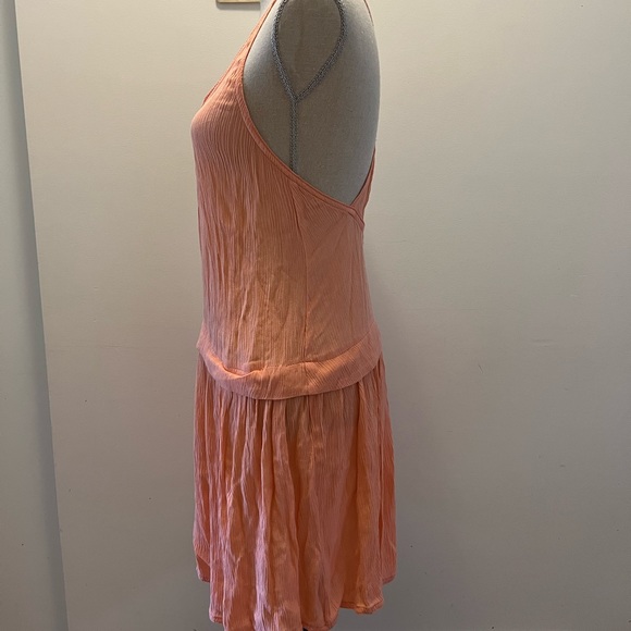 Wilfred Crinkle Ray Cockatoo Cross Back Flowy Tank Mini Dress Peach - Picture 3 of 4